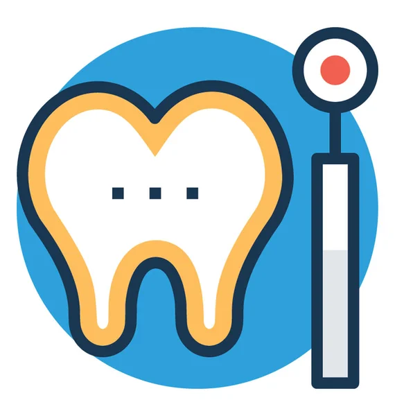 Zahn Mit Zahnspiegel Zahnärztliches Kontrollkonzept — Stockvektor