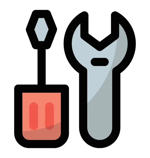 Schraubenzieher Und Schraubenschlüssel Symbolisieren Wartung Oder Einstellkonzept — Stockvektor