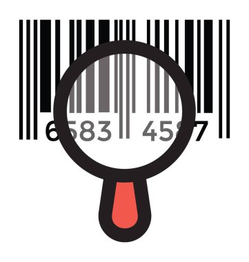 A magnifier searching the product code, barcode search colored icon clipart