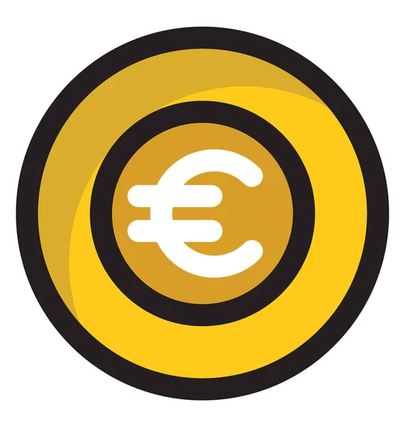 Colored Icon Design Euro Currency Coin — Stock Vector