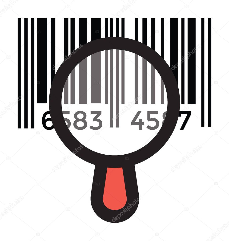 A magnifier searching the product code, barcode search colored icon