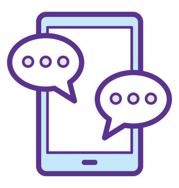 Bir android mobil ekran iki sohbet kabarcıkları ile mobil iletişim kavramı 
