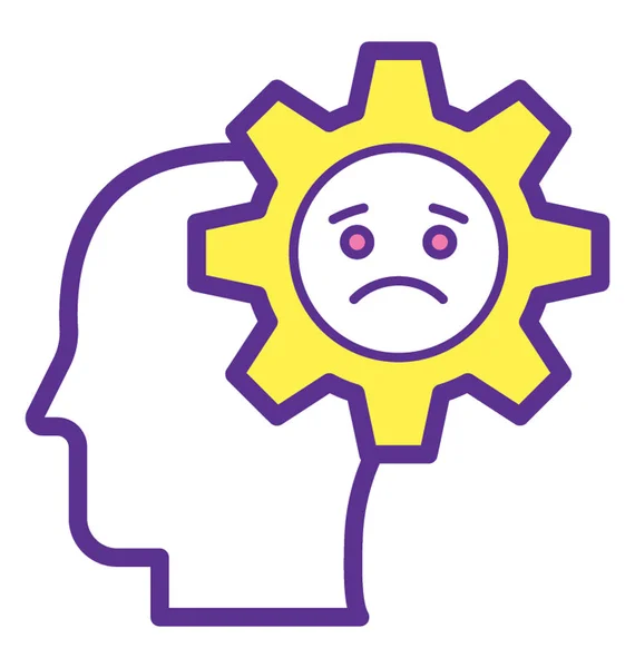 Human Mind Sad Face Gear Concept Mind Failure Depression — Stock Vector