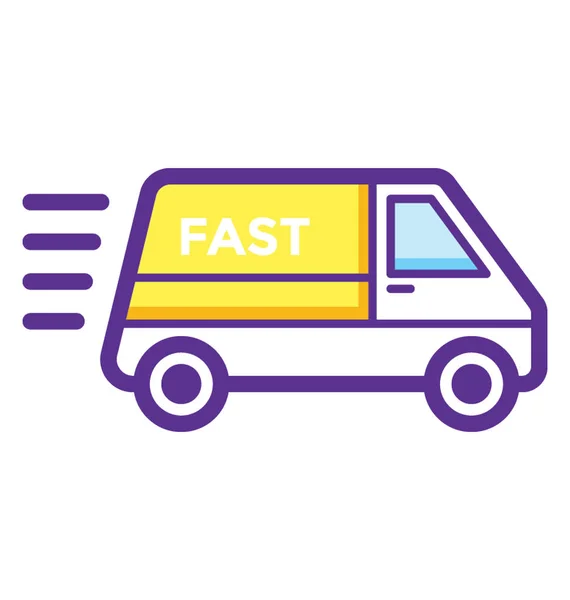 Delivery Van Fast Written Showing Concept Fast Delivery — Stock Vector