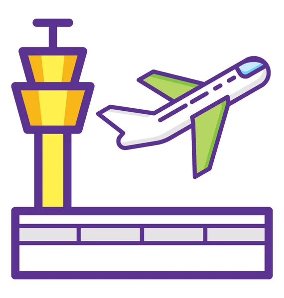 Aeroplane Taking Runway Airport Icon — Stock Vector