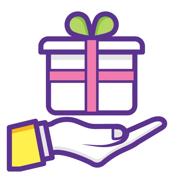 Tangan Memegang Kotak Hadiah Menampilkan Layanan Pengiriman Hadiah - Stok Vektor