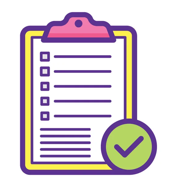 Sheet Clipboard Tick Mark Showing Approved List — Stock Vector