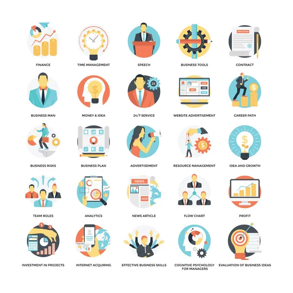 Human Resource Flat Vector Icons Collection — Stock Vector