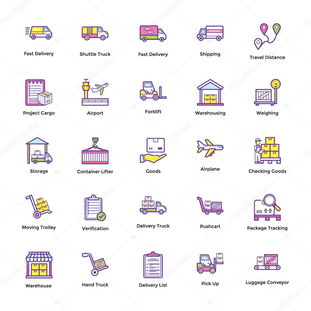 Logistic Delivery Icons Set 