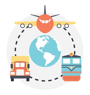 Aeroplan, kamyon ve tren farklı anlamına gelir lojistik ağı
