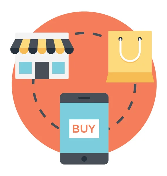 Mobiler Laden Und Einkaufstaschenkonzept Des Online Einkaufskonzepts — Stockvektor