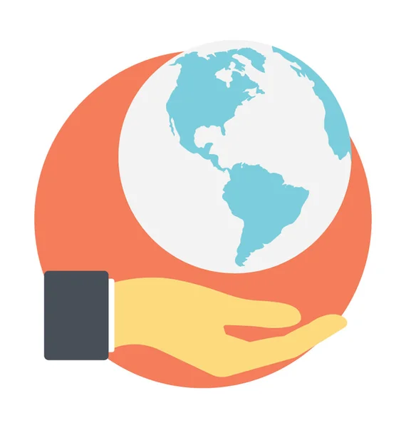 Hand Präsentiert Globus Konzept Zur Rettung Der Erde — Stockvektor
