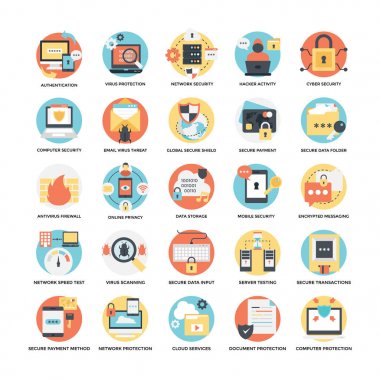 Security and Protection Flat Vector Icons Set clipart