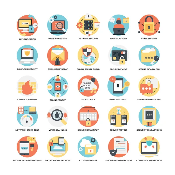 Güvenlik ve koruma düz Vector Icons Set