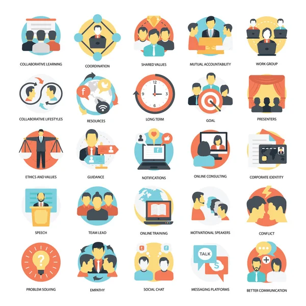 Social Network Social Connections Flat Icons — Stock Vector