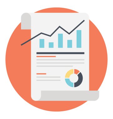 İş ilerleme raporu veya istatistik rapor düz simgesi