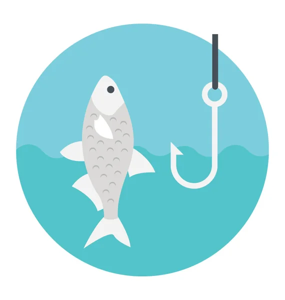 釣りのための水のフィッシュ フックのフラット アイコン — ストックベクタ