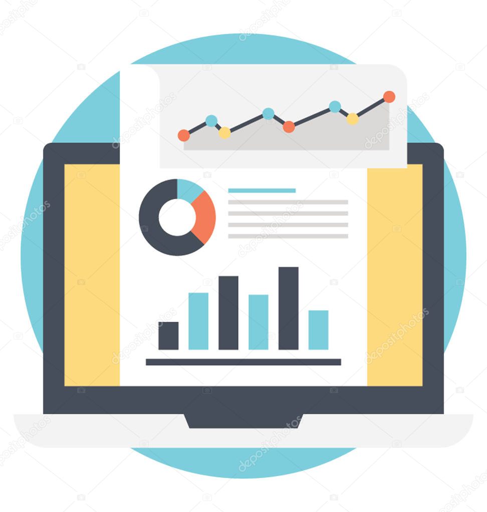 Flat vector icon of web statical report 