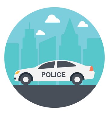 Bir polis arabası düz simgesi 