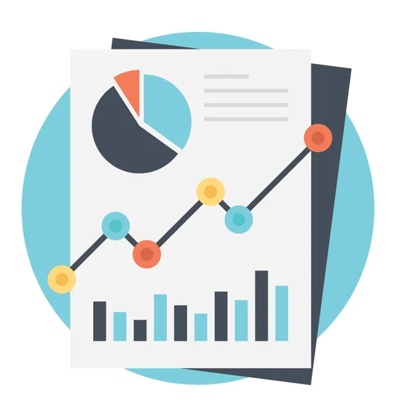 Ícone Vetorial Plano Relatório Progresso Gráfico Linha — Vetor de Stock