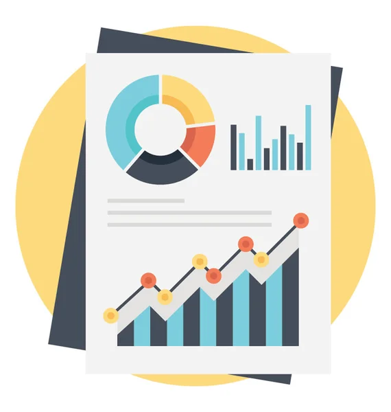 フラットなデザインのベクトルのアイコンで市場調査分析 — ストックベクタ