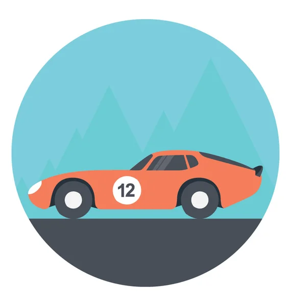 Icono Plano Coche Carreras — Vector de stock