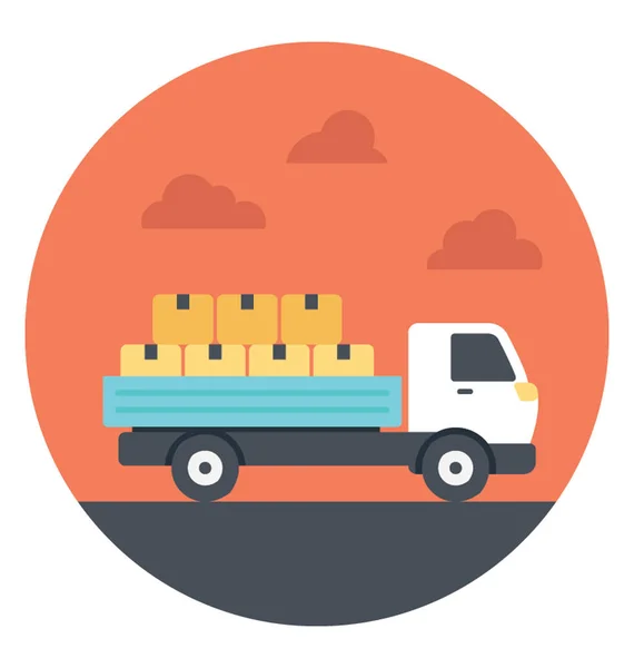 貨物を提供するトラックのフラット アイコン — ストックベクタ