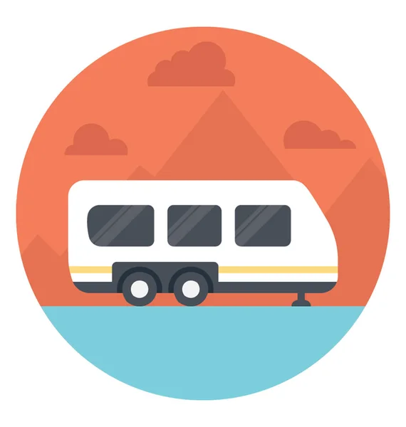 Icône Plate Camping Car Caravane — Image vectorielle