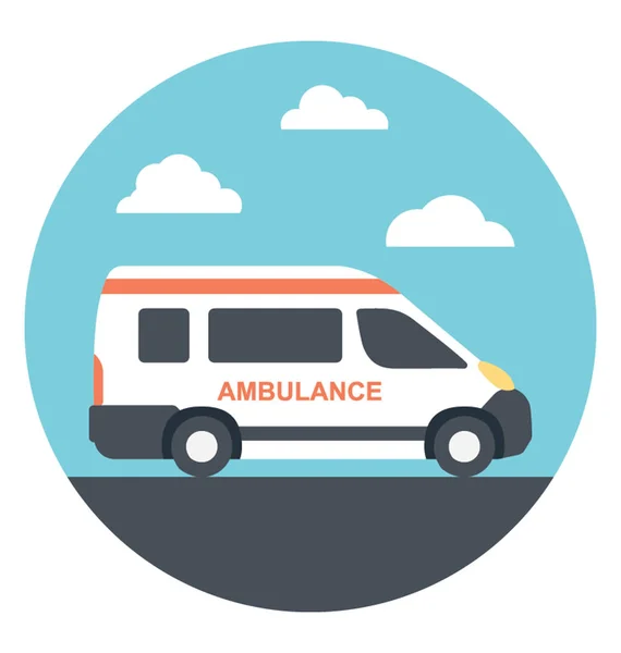 Icono Plano Una Ambulancia Caso Emergencia — Vector de stock