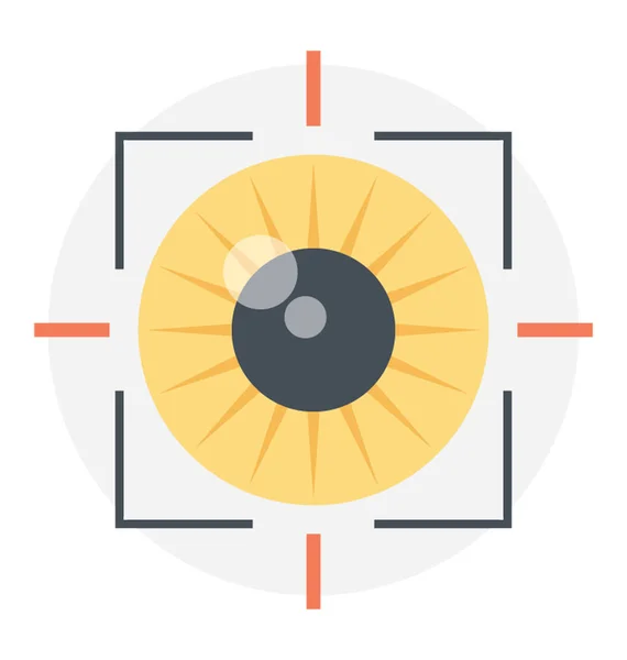 Grande Olho Foco Design Ícone Plana Uma Visão Olho Cibernético — Vetor de Stock