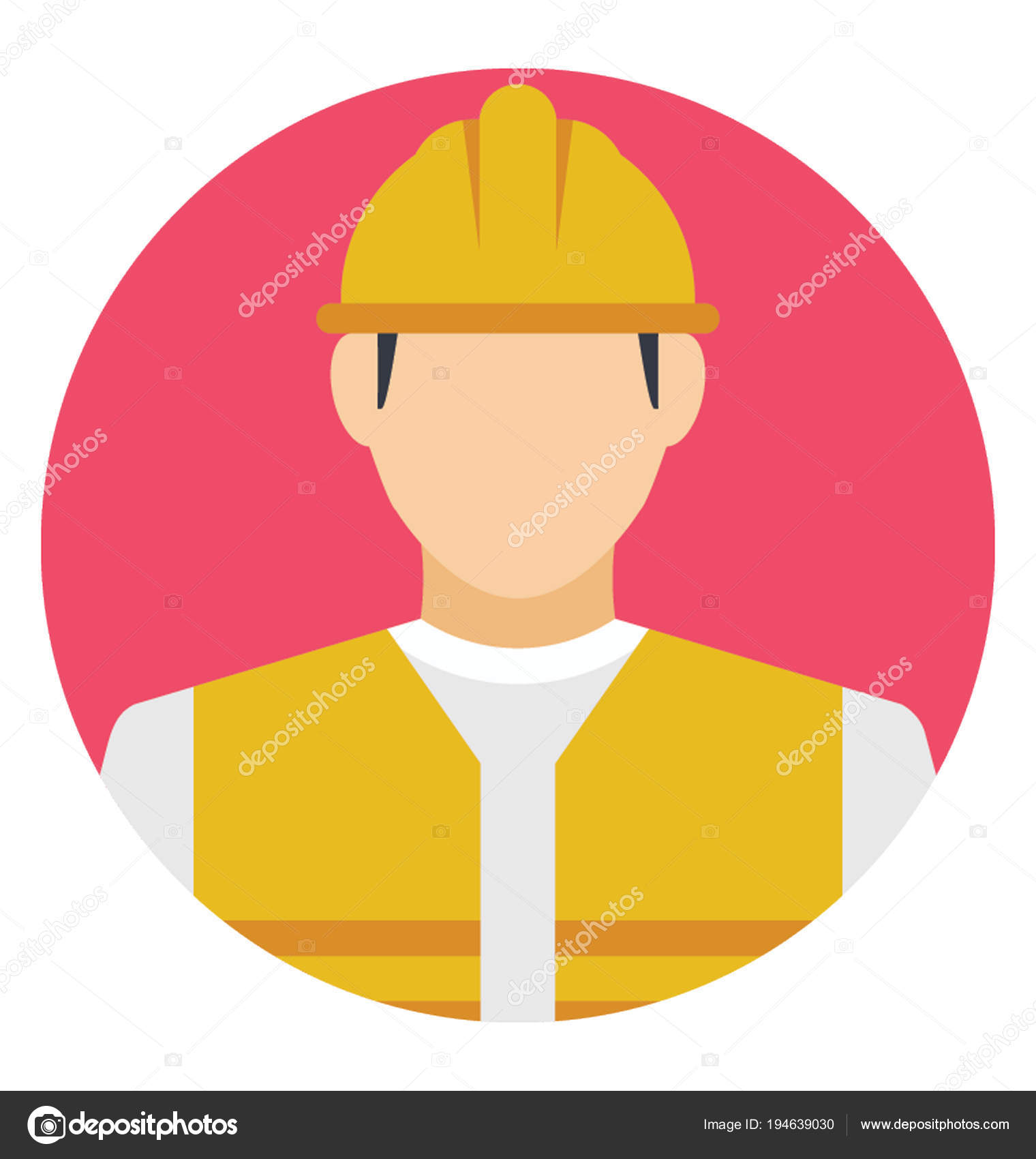 Flat Icon Engineer Wearing Safety Helmet Stock Vector C Prosymbols 194639030