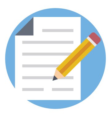 Düz simgesi tasarım kağıt ve kalem, yazma kavramı.