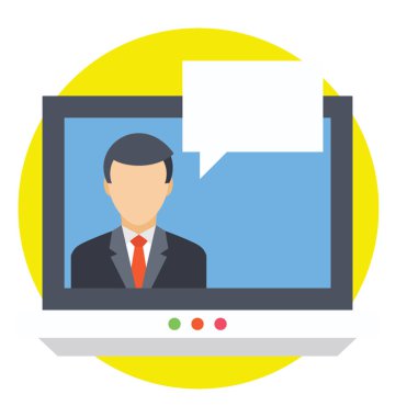 Düz simgesi tasarım video konferansı.