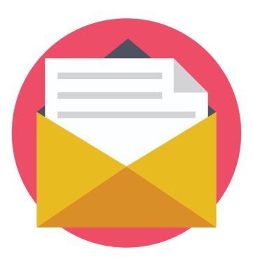 E-postanın düz simgesi tasarım. Mektup ile açık zarf.