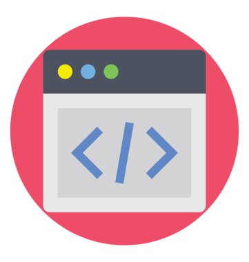 Kodlama. Web geliştirme düz simgesi.