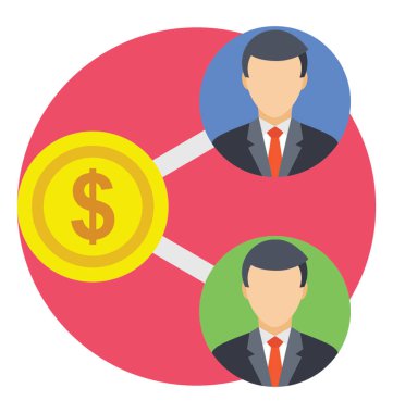 Gelir dağılımı. İş ortakları düz simgesi.