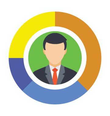 Donut grafik. İşadamı düz simgesi.