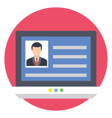 Online özgeçmiş. CV düz simgesi.