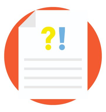 Soru işareti ve ünlem işareti, eriyik-e doğru soru kavramı ile belge