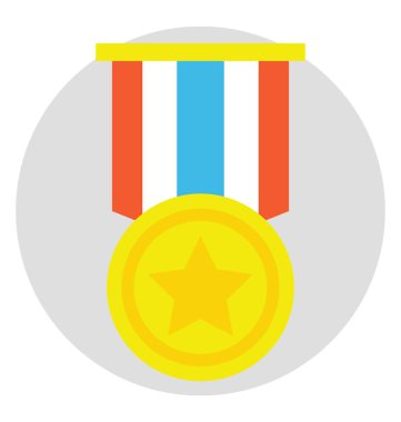 Yıldız ve şerit, en iyi kalite rozet düz tasarım simgesi ile altın madalya