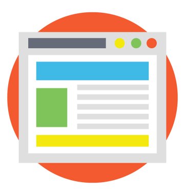 Çevrimiçi reklam ve pazarlama reklam, düz tasarım simgesi ile bir web sayfası