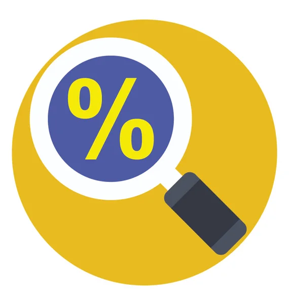 Lupa Sobre Signo Porcentual Icono Plano Auditoría — Archivo Imágenes Vectoriales