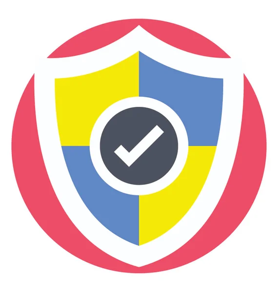 Escudo Verificado Icono Plano Protegido — Vector de stock