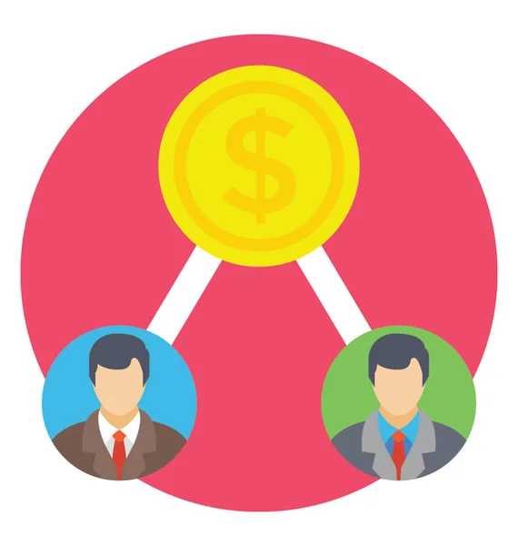 Dollar Coin Shared Businessman Concept Shareholders Flat Icon — Stock Vector