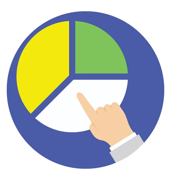 Hand Touching Pie Graph Concept Project Analysis Flat Icon — Stock Vector