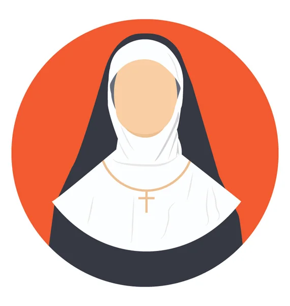 Плоская Икона Монахини — стоковый вектор