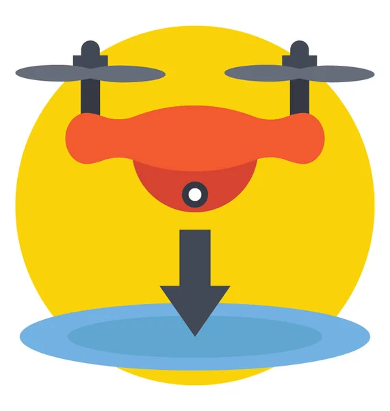 Verdrinken Neerwaartse Pijl Die Vertegenwoordigt Het Concept Van Drone Landing — Stockvector