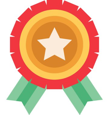 Yıldız şerit rozet düz simgesi ödül