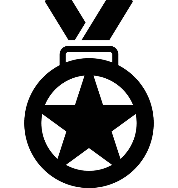 Medalla Oro Estrella Icono Sólido Ganadores Premio — Archivo Imágenes Vectoriales