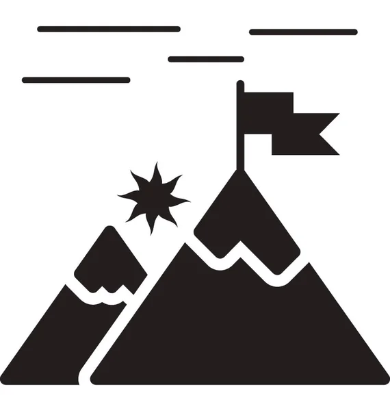 Місія Виконана Гірський Пік Прапор Тверда Ікона — стоковий вектор